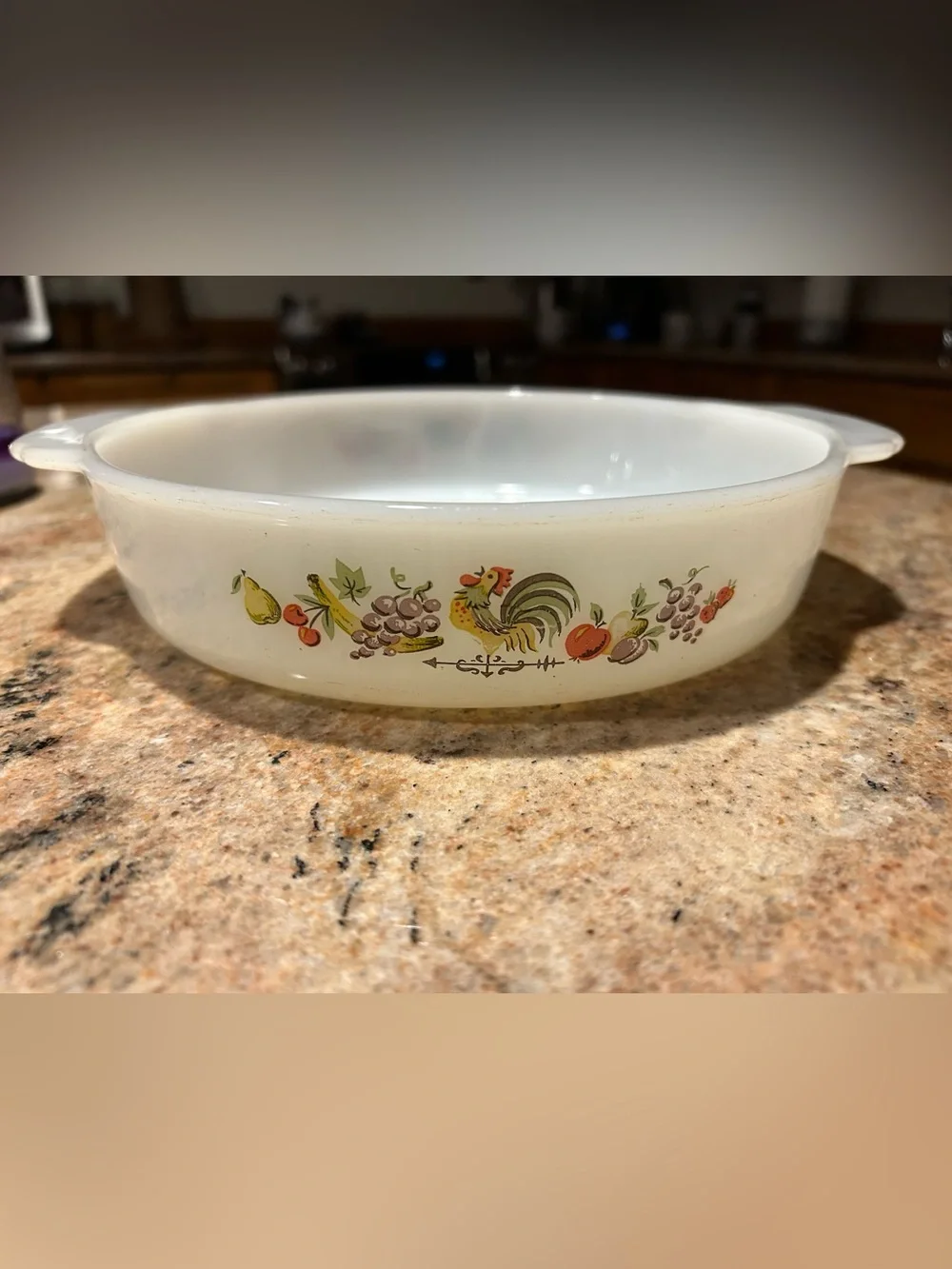 Fire King #450 “Chanticleer” Round Baking Dish 2Qt Vintage 1960’s